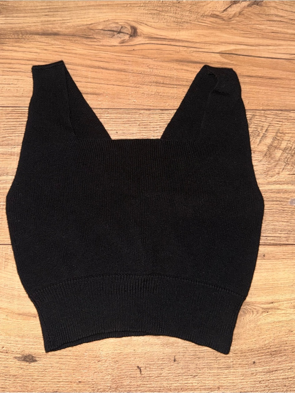 Thread & Supply Black Knit Wrap Crop Tank Crossover back, layering, date night